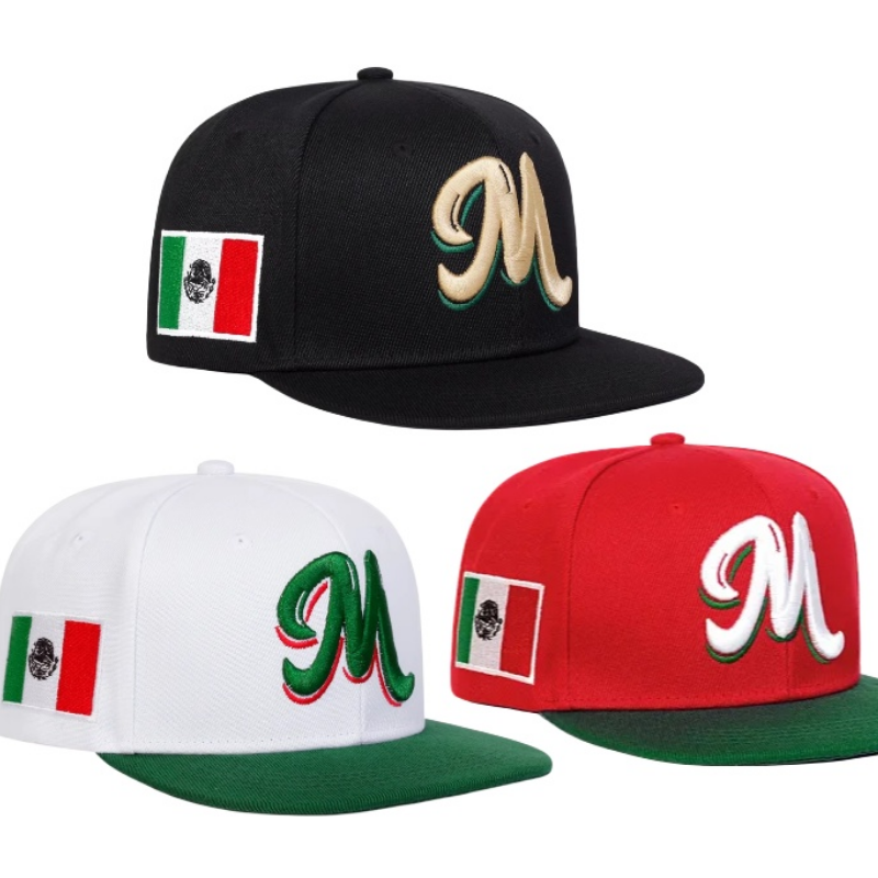 Snapback Hat Flat - M Letter Embroidered Snapback Baseball Cap,