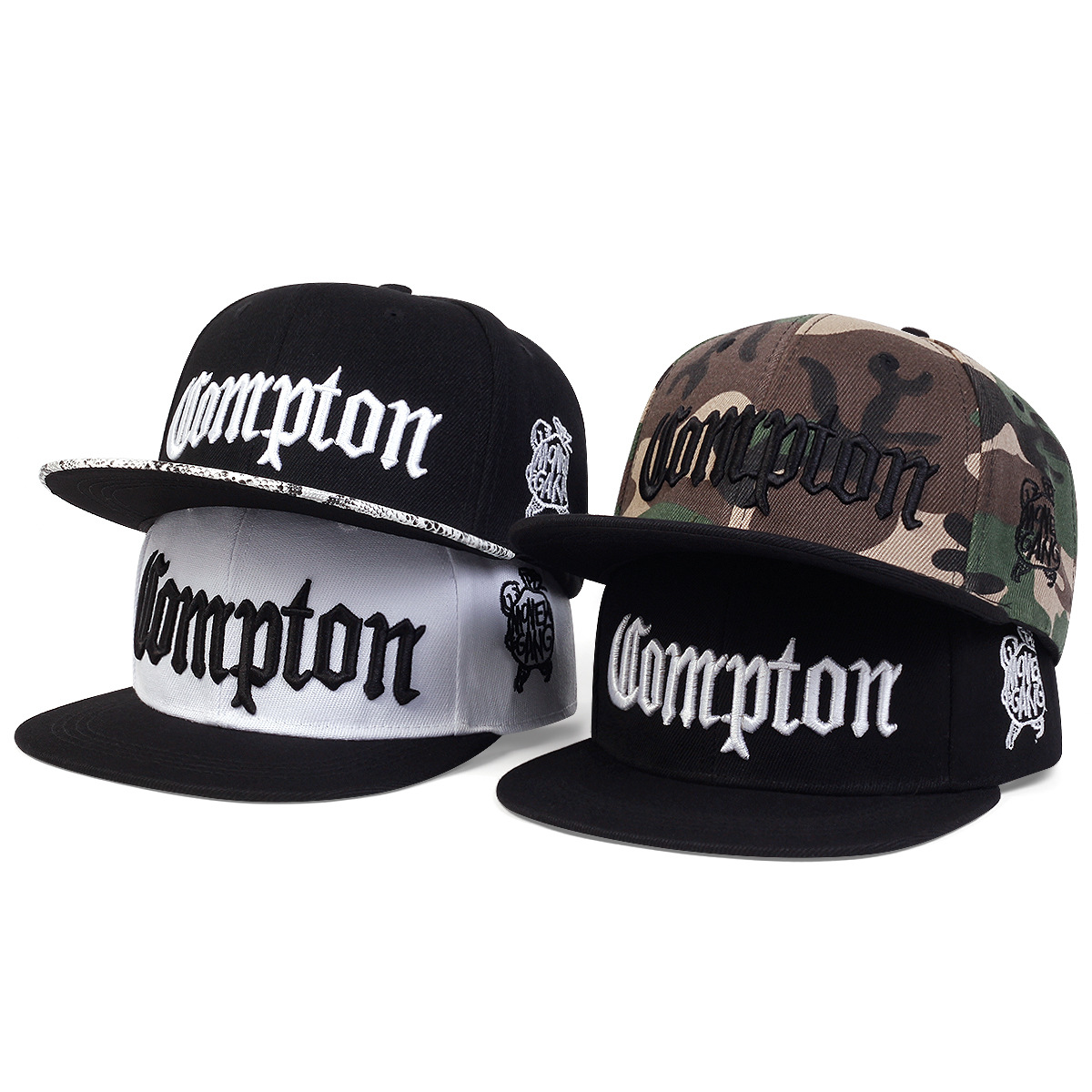Snapback Hat Flat - Old English Compton City 3D Embroidered