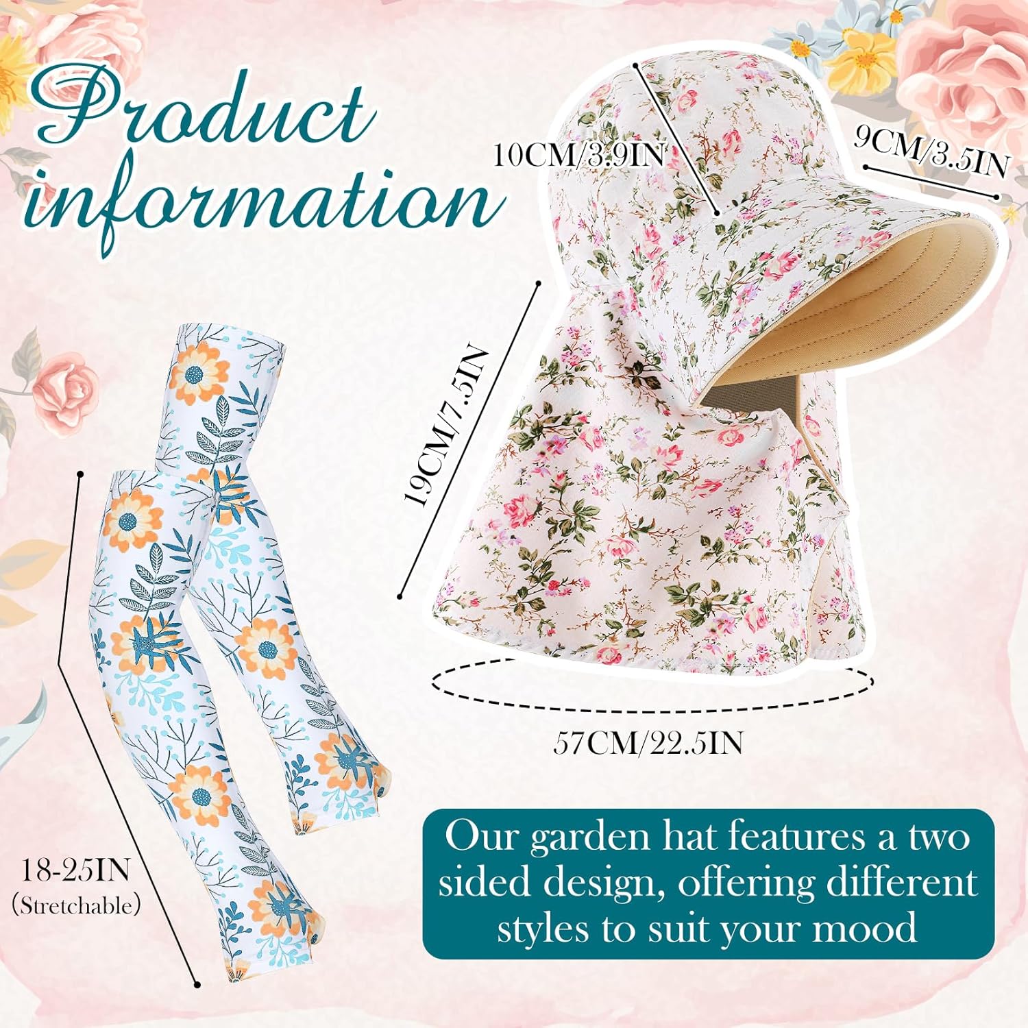 2 Pcs Floral Garden Hat for Wo - огляд і ціна Visor Sun Hat